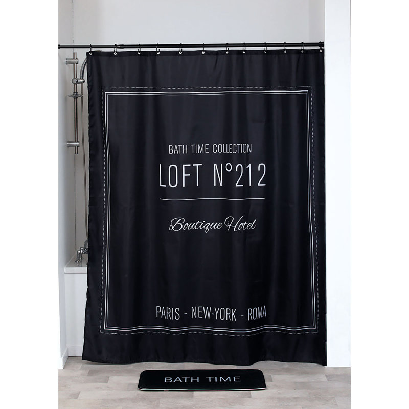 Evideco Neo Retro Writing Design Extra Long Polyester Shower Curtain Wayfair